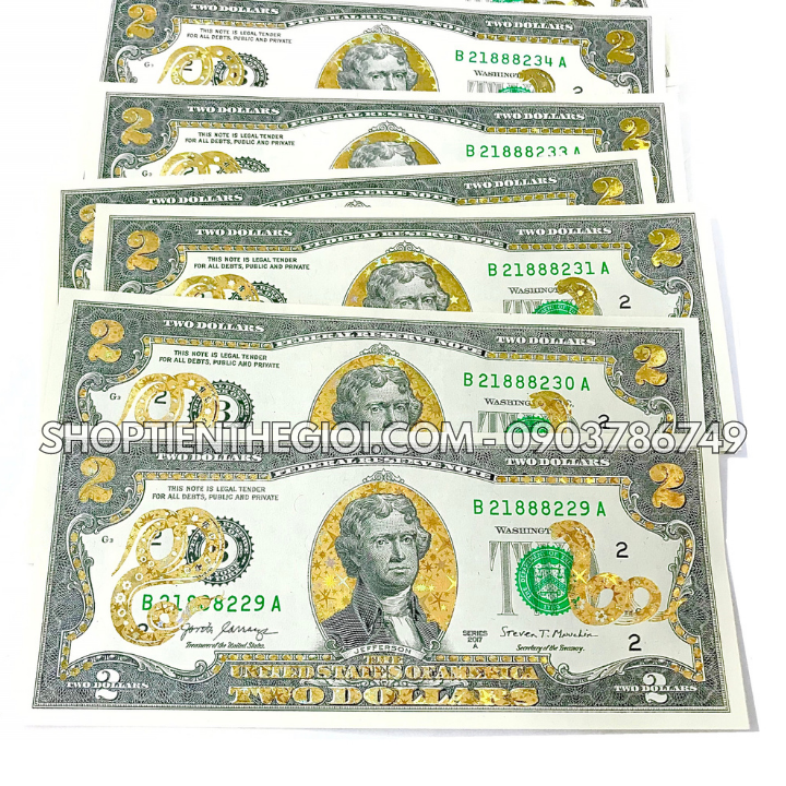 Tiền 2 USD in hình Con Rắn 3D nhũ vàng - SP005556